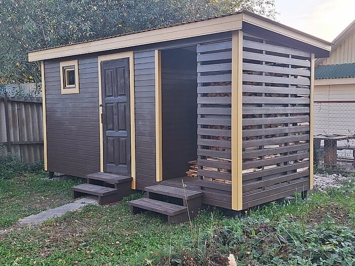 хозблок с навесом, хозблок с дровником 4х2, хозблок с дровником 5х2, хозблок с дровником, хозблок с дровником 5х2 односкатный