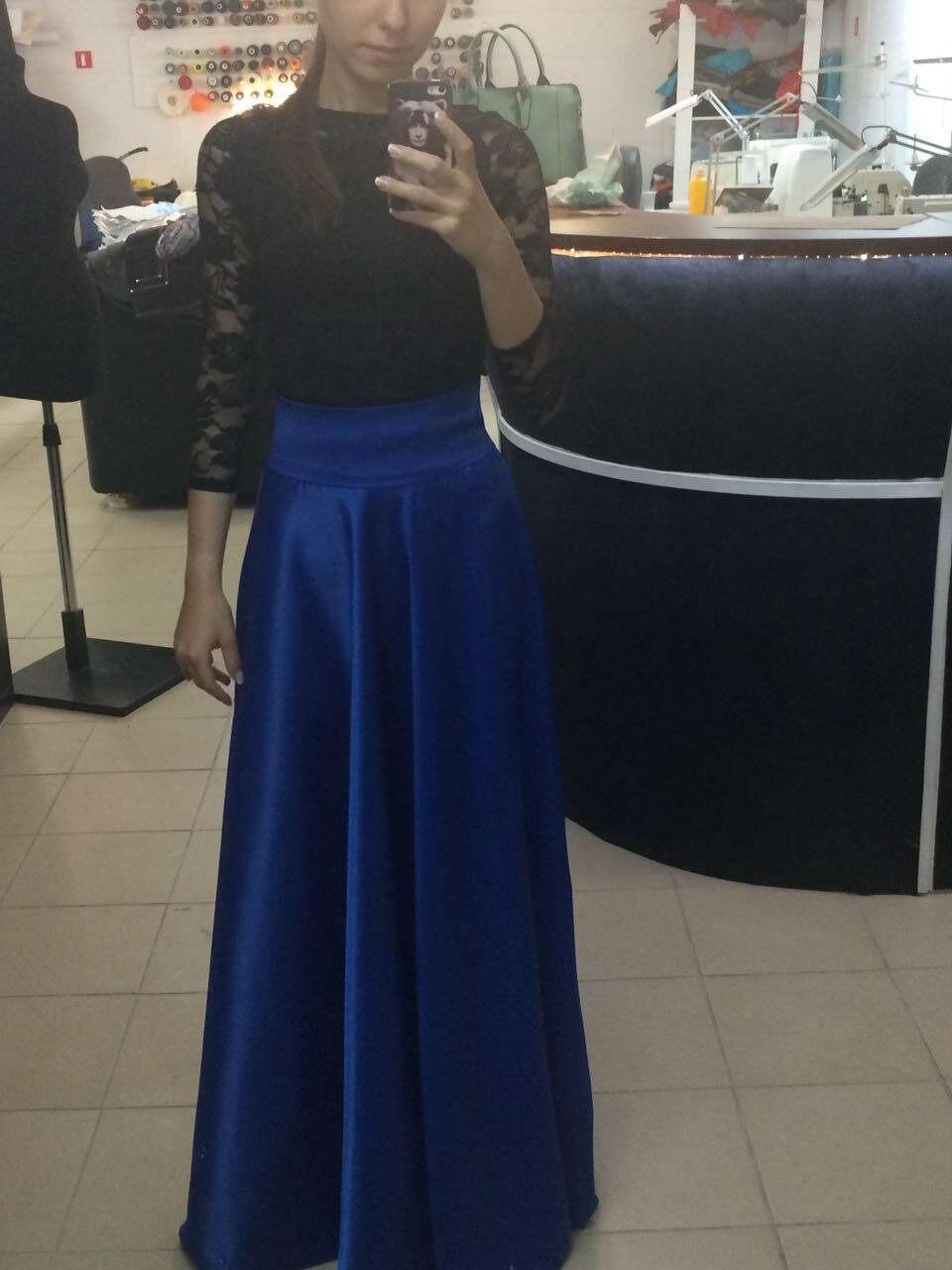 юбка, длинная темно синяя юбка, юбка полусолнце макси, трикотажная юбка, юбка полусолнце