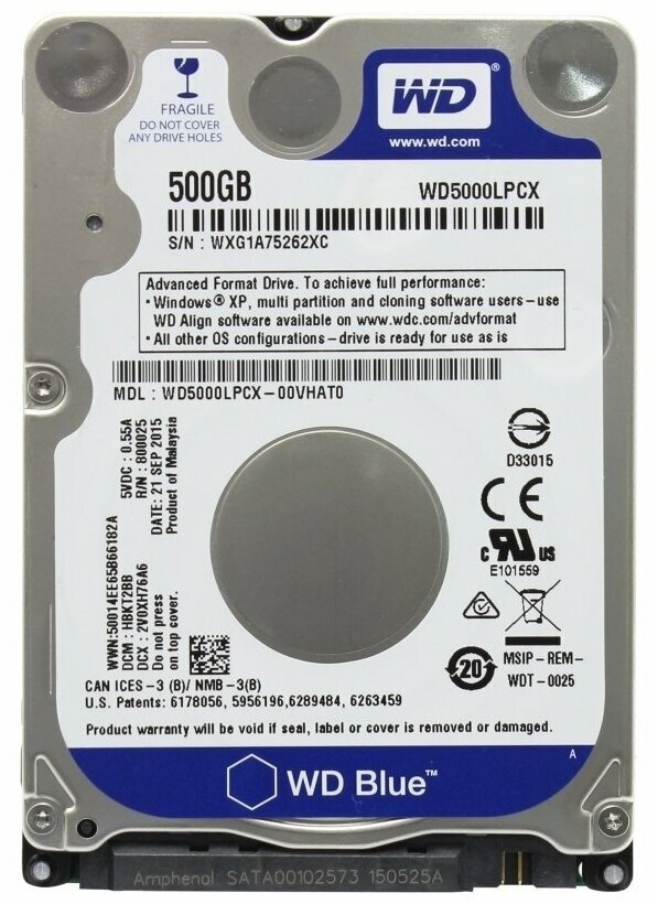 жесткий диск wd wd5000lpcx, жёсткий диск для ноутбука, жесткий диск wd, жесткий диск wd wd5000lpzx, wd blue