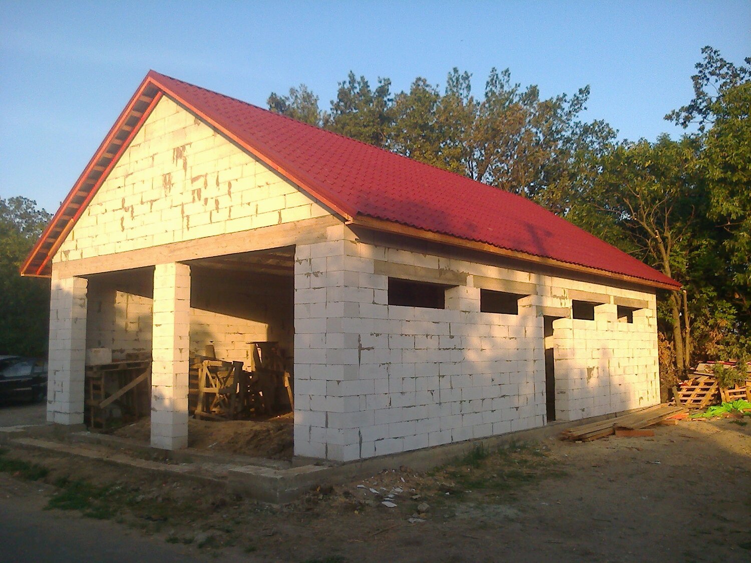 гараж из газобетона, строительство гаража из пеноблоков, строительство гаража, гараж из блоков, постройка гаража