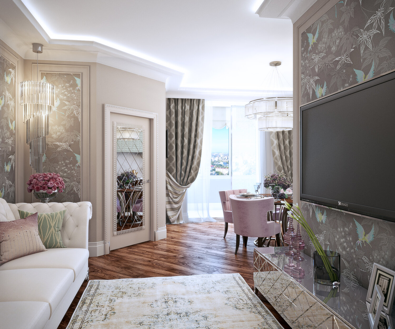 гостиная арт деко в светлых тонах, квадратная гостиная в классическом стиле, дизайн проект гостиной, гостиная в стиле арт деко 2021, дизайн интерьера