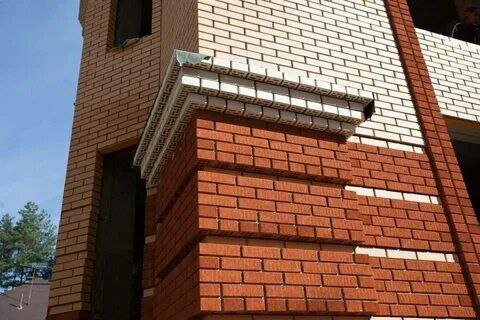 кортен руст воротынский кирпич, кладка облицовочного кирпича, кирпичный карниз, облицовка половинками кирпича, облицовка кирпич