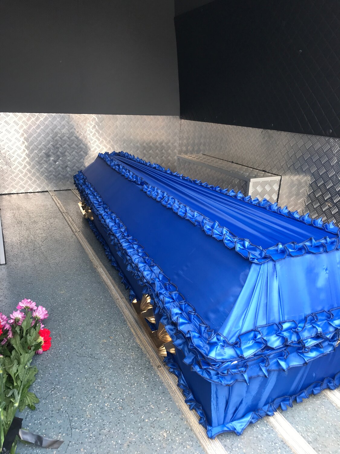 синий гроб, гробы rip-130c, гроб, маленький гроб, гроб обитый тканью