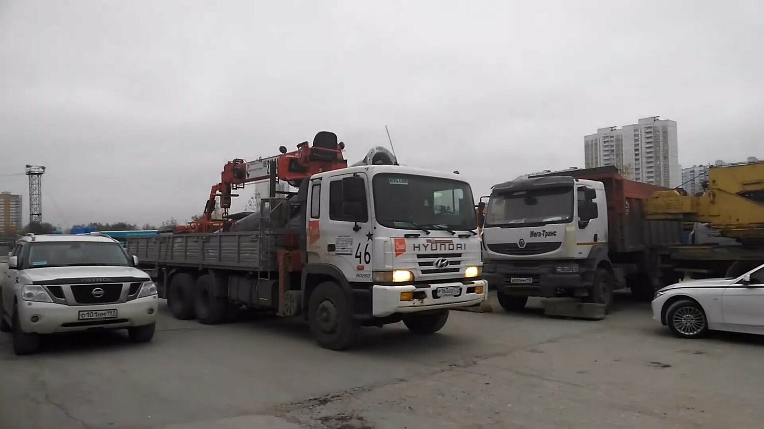 манипулятор hyundai hd-260, hyundai trago манипулятор, кран манипулятор daewoo novus, hyundai mega truck 4 wd, кран манипулятор