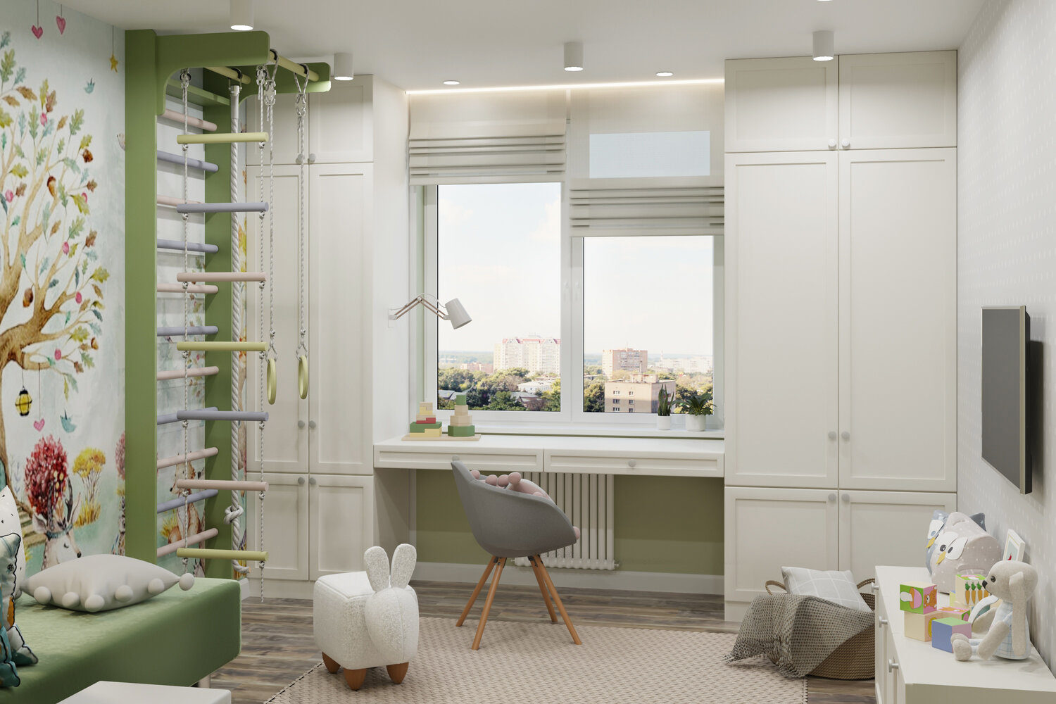 дизайн интерьера, шкаф в интерьере детской, интерьер комнаты для девочки на вырост, интерьер, детская комната