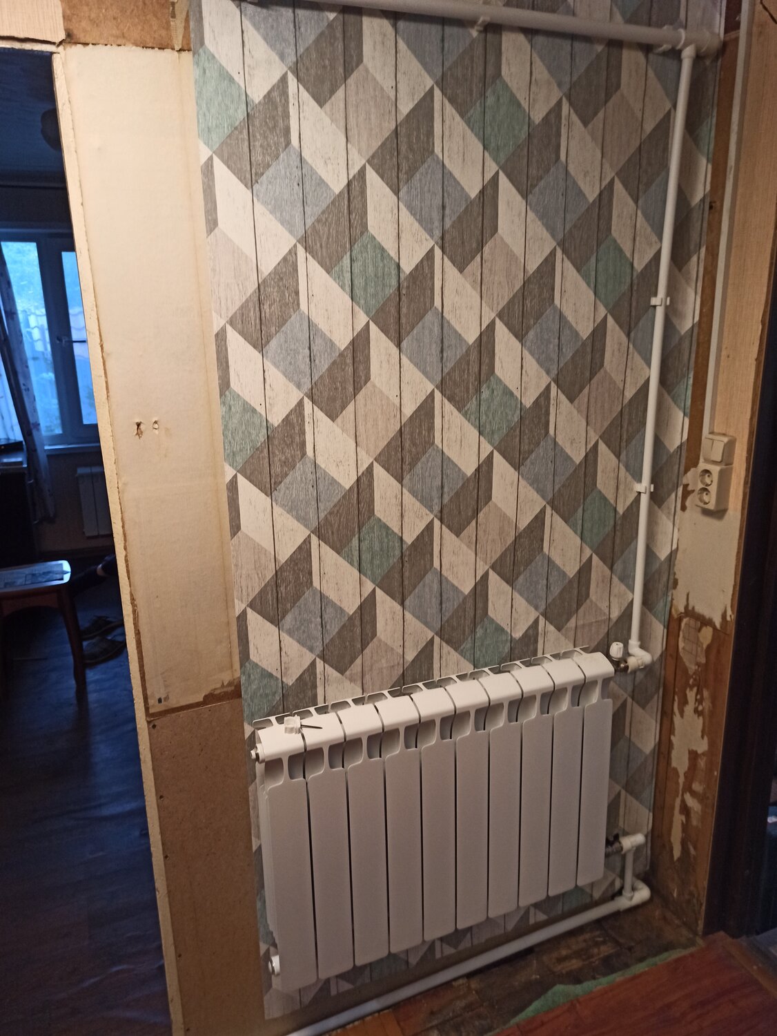 плитка за радиатором отопления, стен, vagnerplast unplugged серые un3202, grandeco unplugged un3202, интерьер