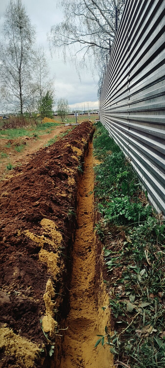 копка траншеи, траншея под водопровод, рытье траншеи, траншея под кабель, дренаж участка