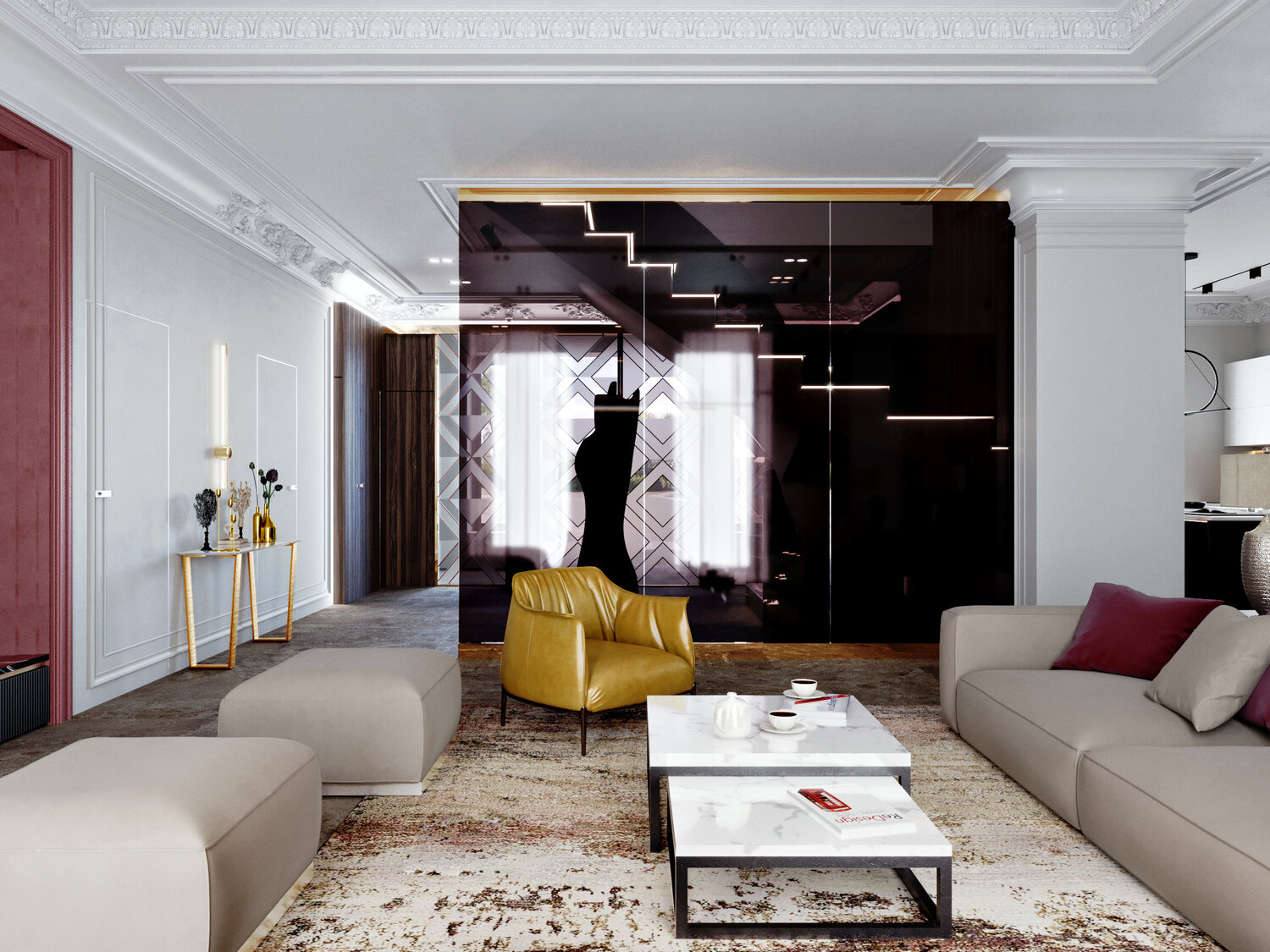 дизайн интерьера, стильный интерьер гостиной, стиль интерьера неоарт деко, гостиная интерьер, интерьер