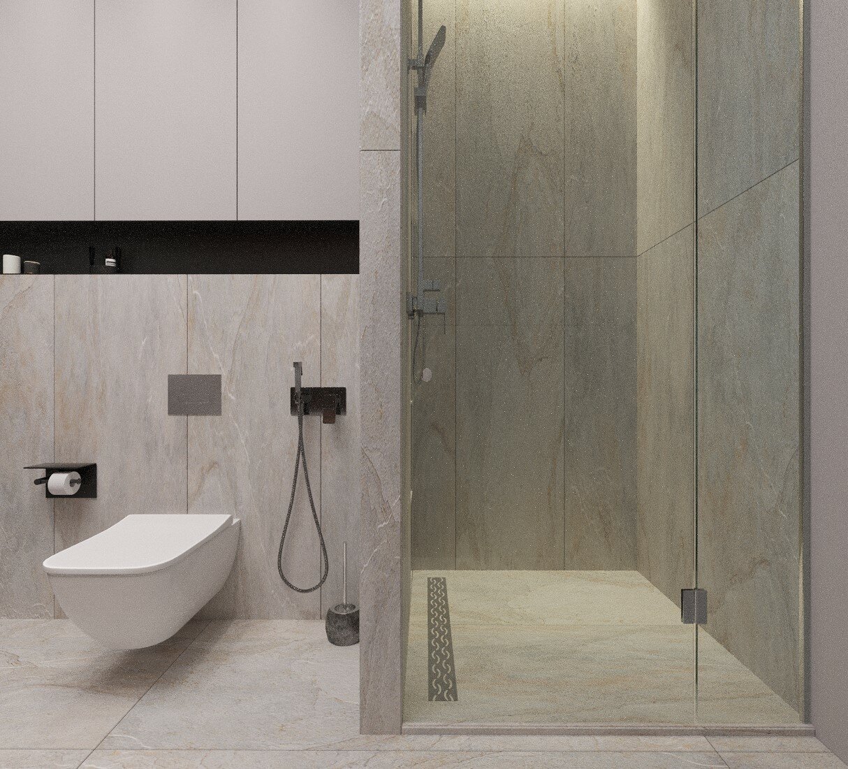 ванная отдельностоящая и душевой в интерьере современная, душ в стиле минимализм, дизайн душевой комнаты с туалетом современном стиле, ванная комната, современные ванные комнаты 2019 с душевой
