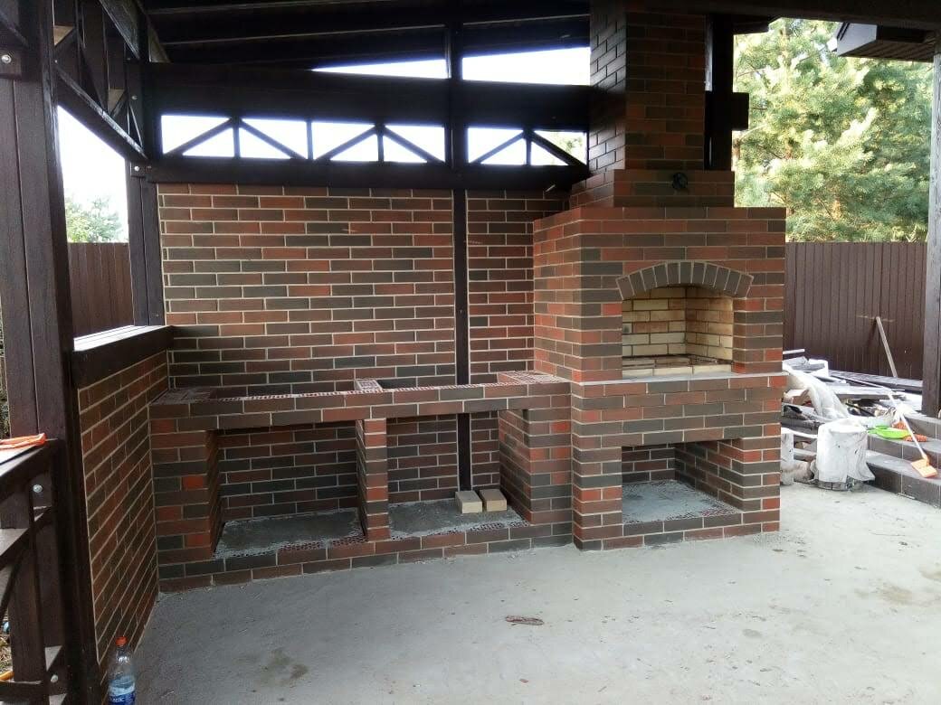 барбекю из кирпича в стиле лофт, мангальная из кирпича, барбекю из кирпича ручной формовки, строительство барбекю гулькевичи, барбекю