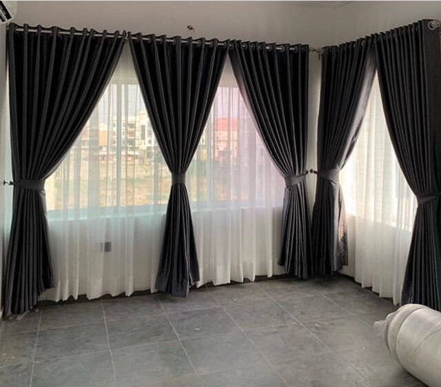 двухцветные серые шторы, серые шторы, шторы блэк хаус, шторе, комбинированные шторы из 2х цветов
