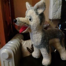 мягкая игрушка, игрушки, вязаные игрушки, собачка, вязаный волк