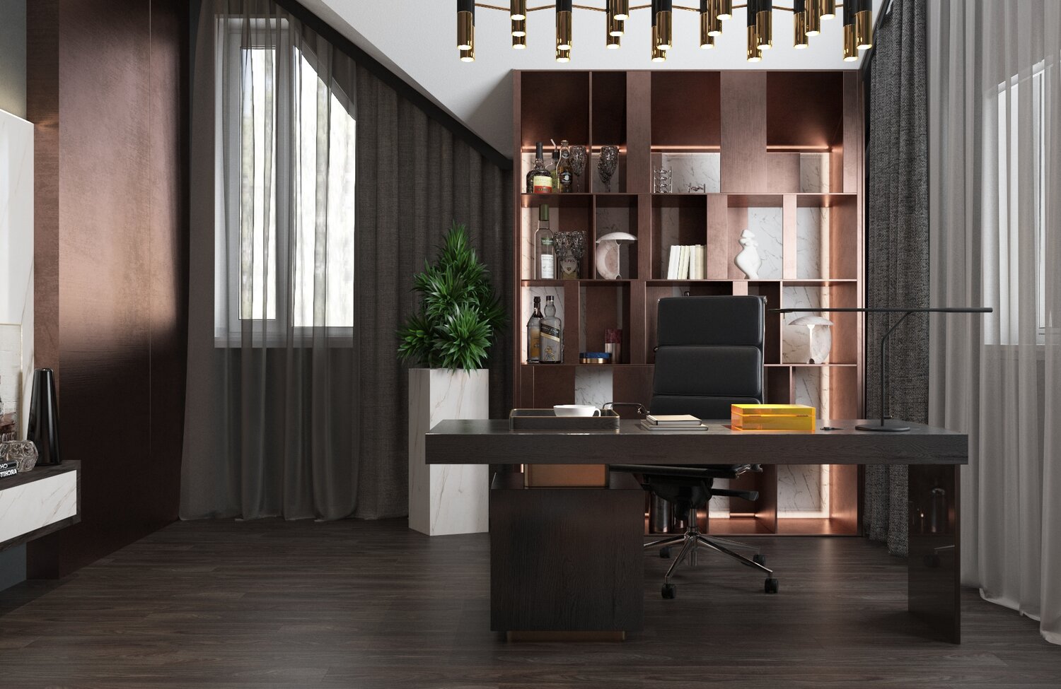 кабинет в современном стиле, интерьер кабинета, дизайн интерьера, кабинет в стиле минимализм, кабинет в доме