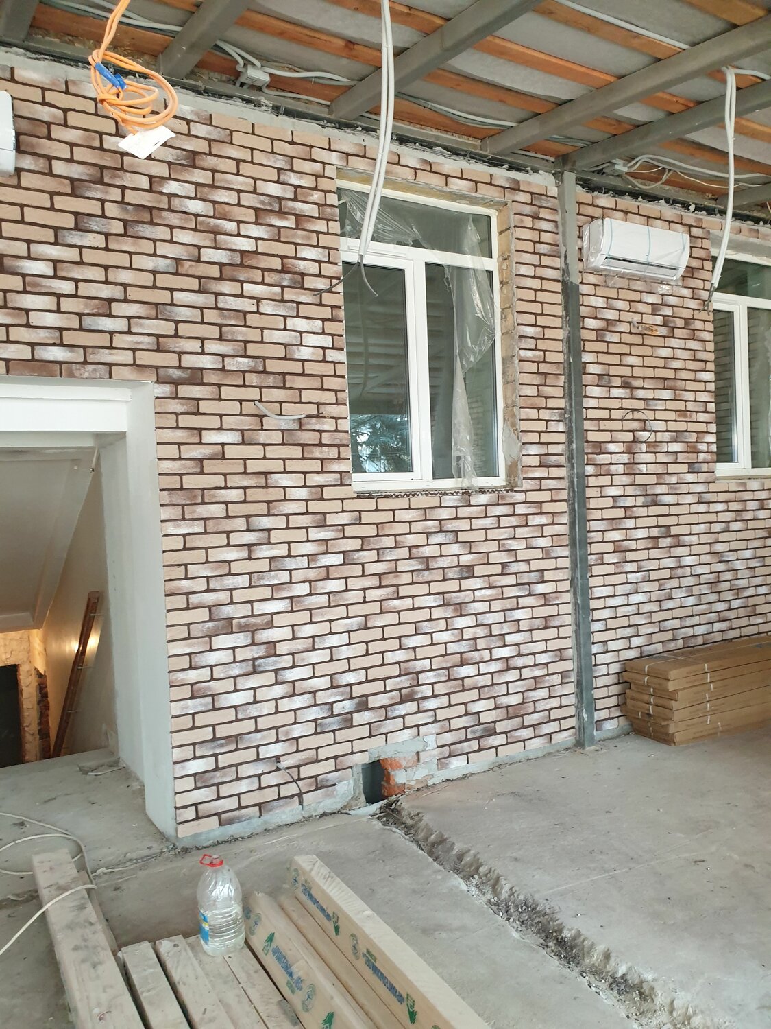 дом, облицовка газосиликата камнем, стен, коттедж, облицовочный камень