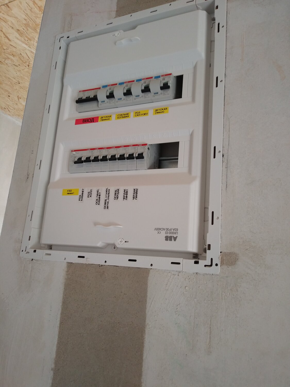 монтаж щита abb uk600, распределительный щит, щит abb uk 650, щит abb uk500, электрощит экф 3х фазный