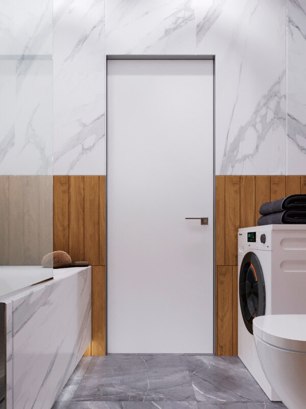 стиральная машинка в интерьере ванной, стиральная машина в санузле, интерьер, ванная со стиральной машиной, ванная комната