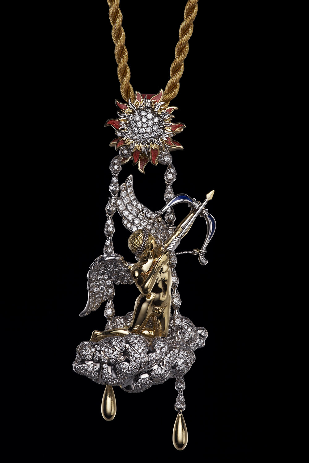 эксклюзивные подвески, подвеска эстет золото микс, эстет подвеска стрелец, подвеска с бриллиантом комбинированное золото, ювелирное украшение