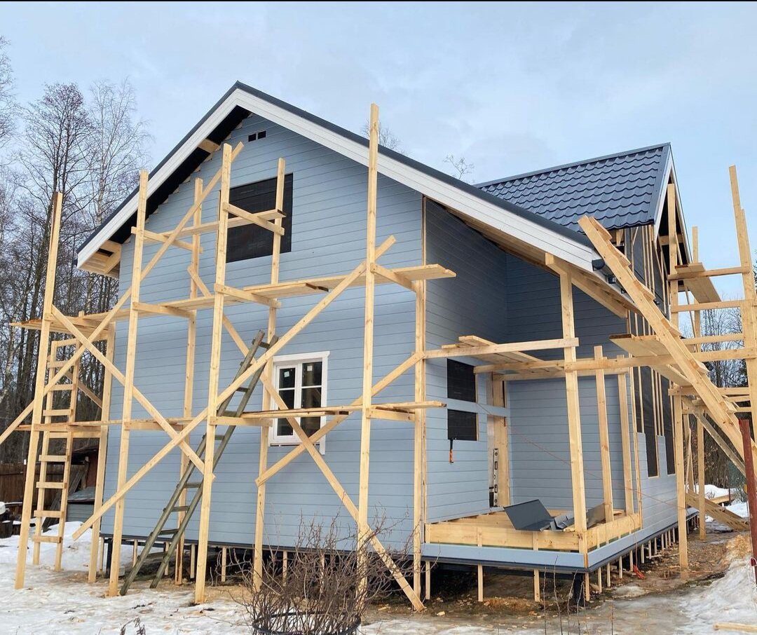 каркасный дом, строительство каркасного дома, полутораэтажный каркасный дом, строительство загородного дома, ленстройдом каркасные