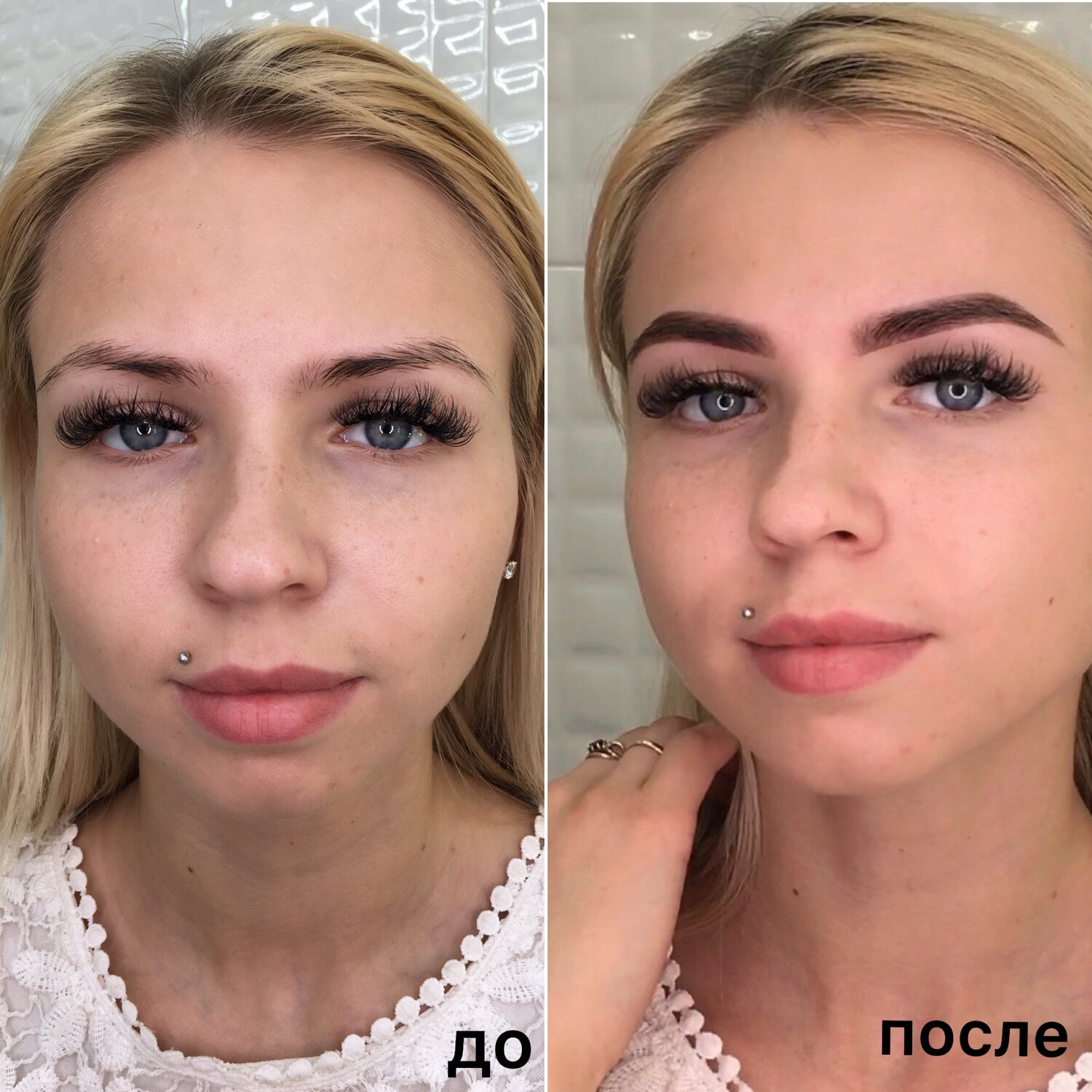 макияж, макияж без фильтров, моделирование бровей для русых, элина хункаева брови, асимметрия бровей напыление