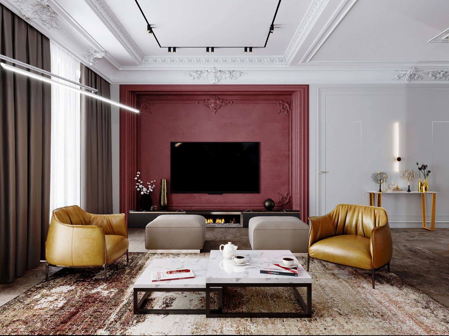 дизайн интерьера, интерьер, стильный интерьер гостиной, интерьер дом в нэо классическом стиле, большая гостиная интерьер