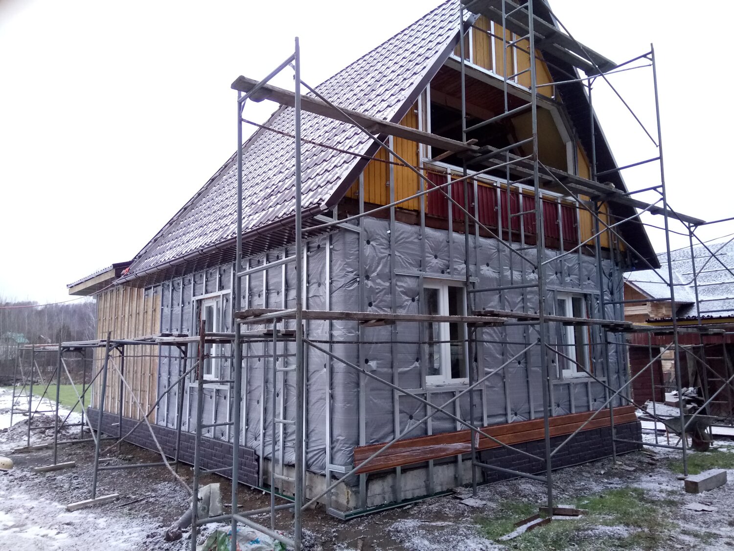 каркасный дом, строительство загородного дома, дом под сайдинг, фасадная система фронтон, загородный дом