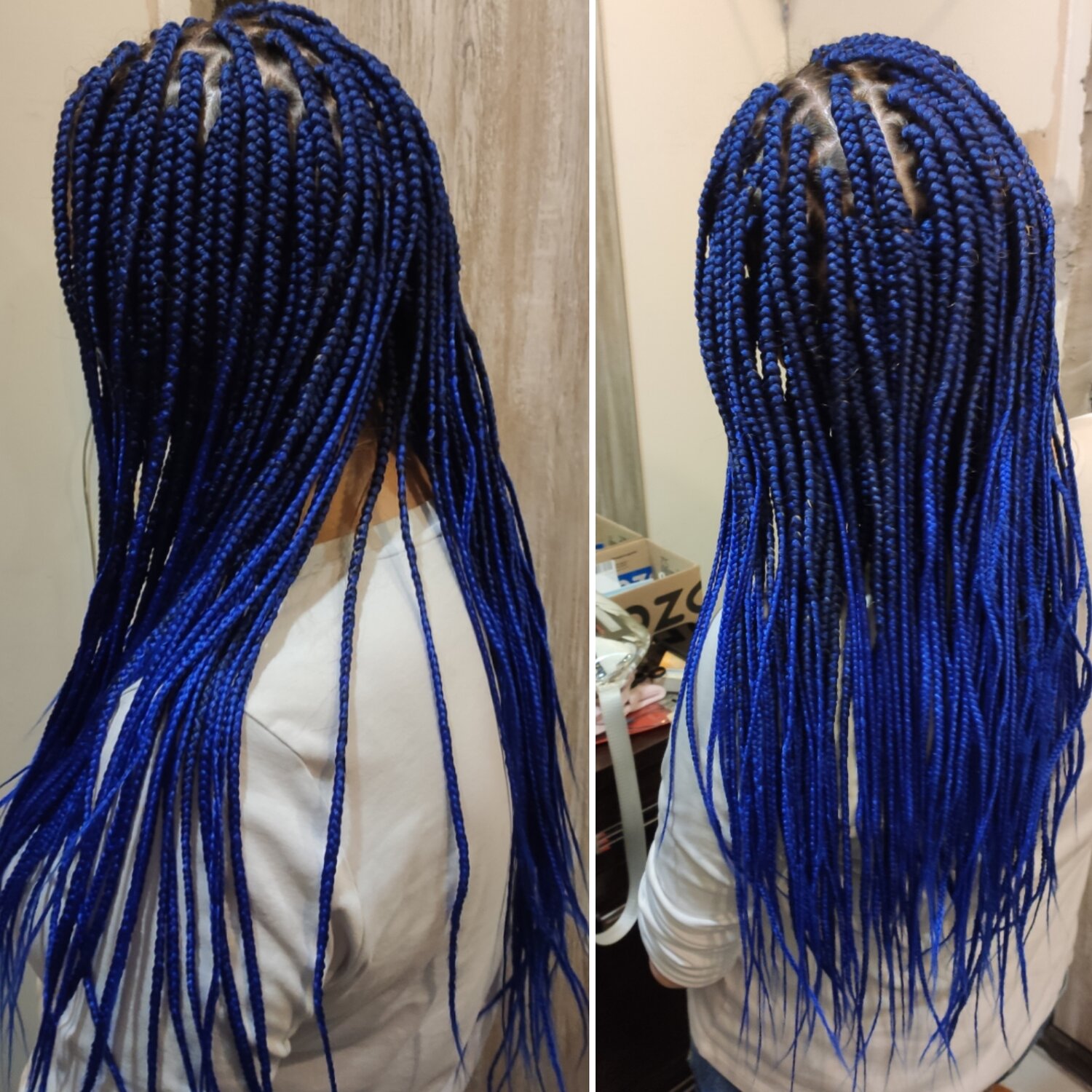 сенегальские косички синие, афрокосы с синими нитками, афрокосы с цветными прядями, афрокосички с канекалоном, афрокосы от белого к синему