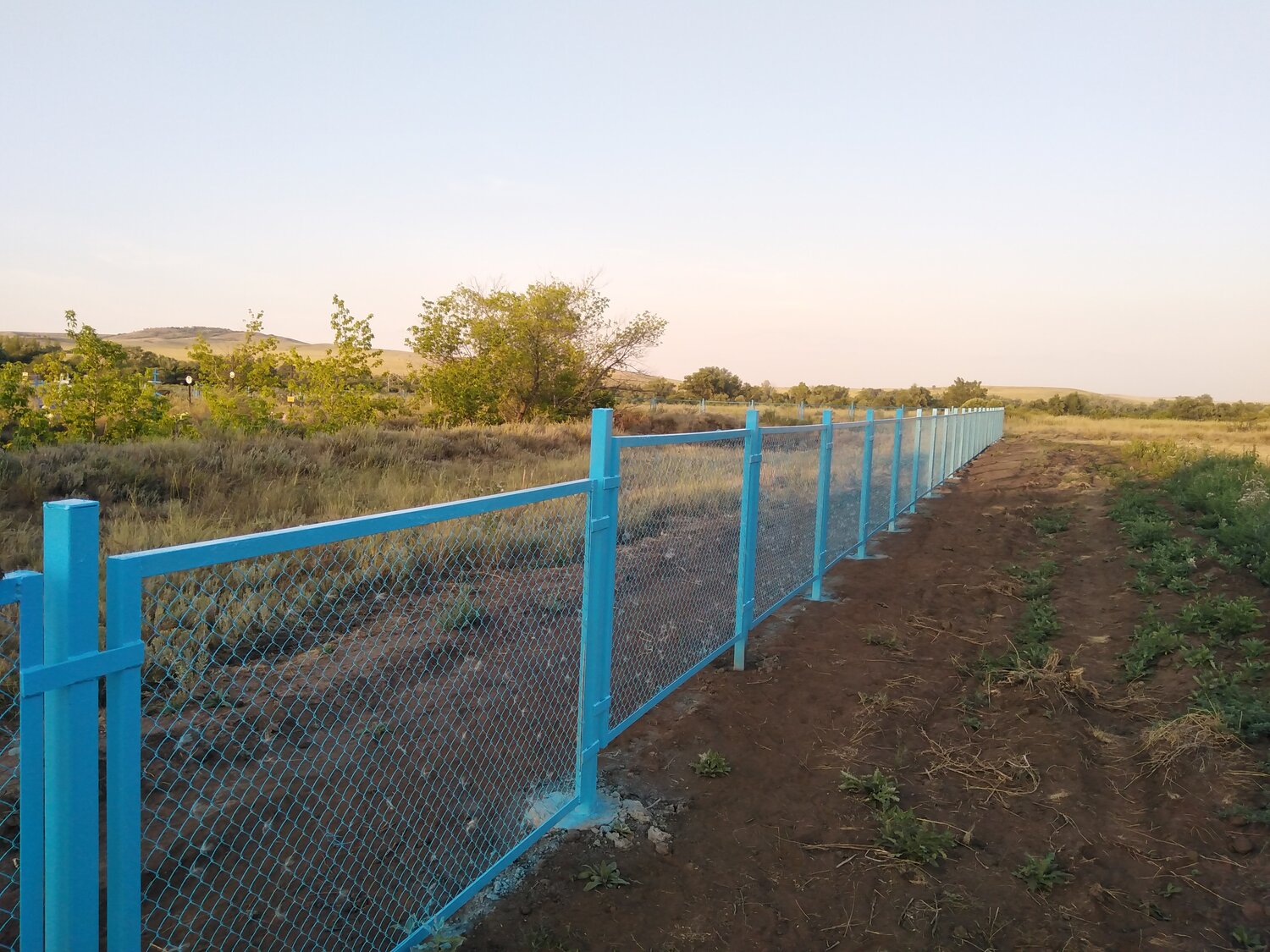 забор из рабицы, забор из сетки рабицы в секциях, забор из сетка рабица 25х25, забор, забор из профлиста с калиткой из сетки рабицы