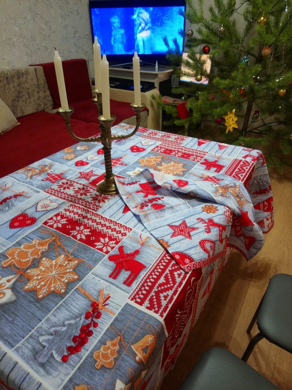 скатерть рогожка новогодняя, новогодние скатерти из рогожки, пэчворк новогодние скатерти, скатерть из рогожки новый год, скатерть
