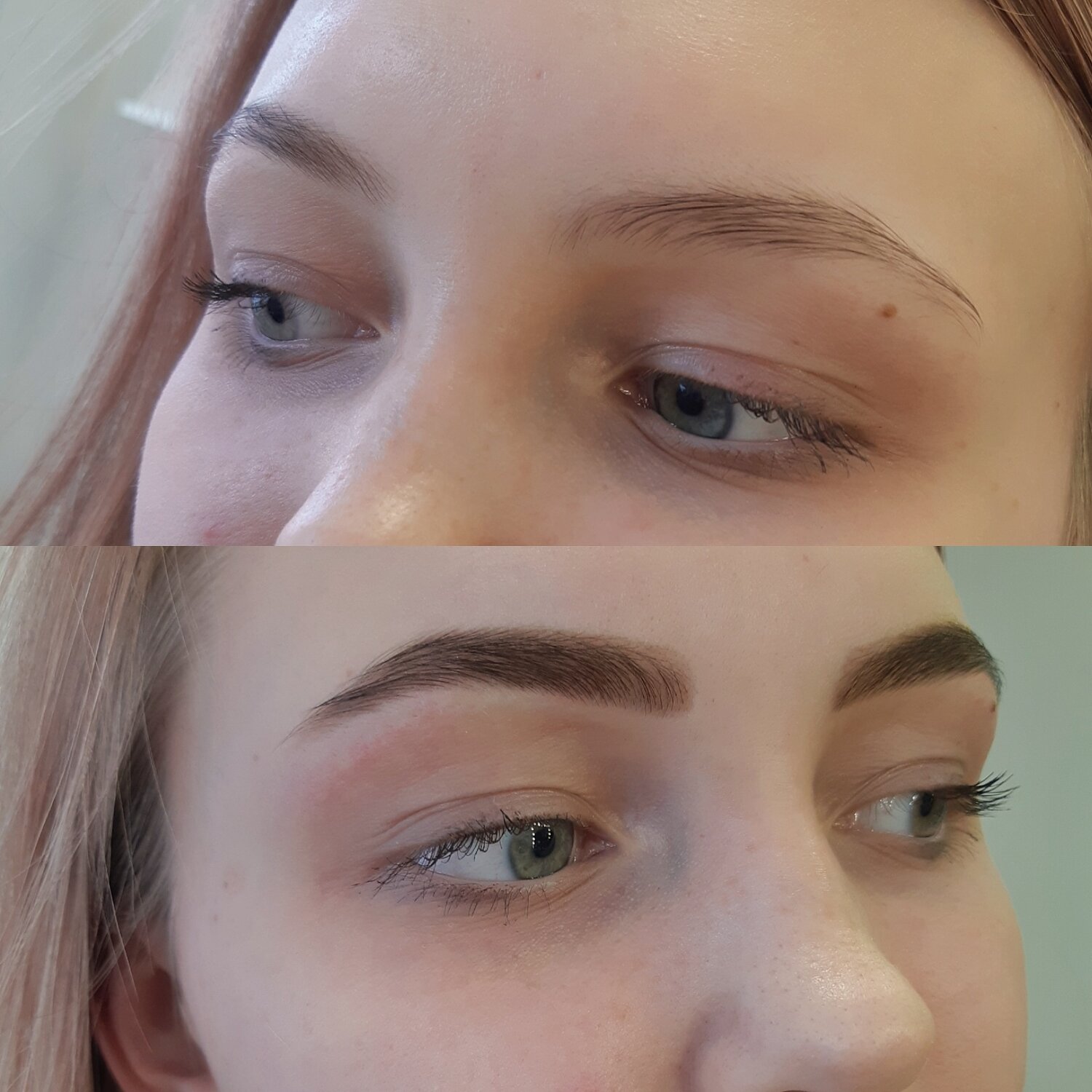 пудровое окрашивание бровей, окрашивание бровей краской, моделирование бровей, окраска бровей краской, прямые брови хной