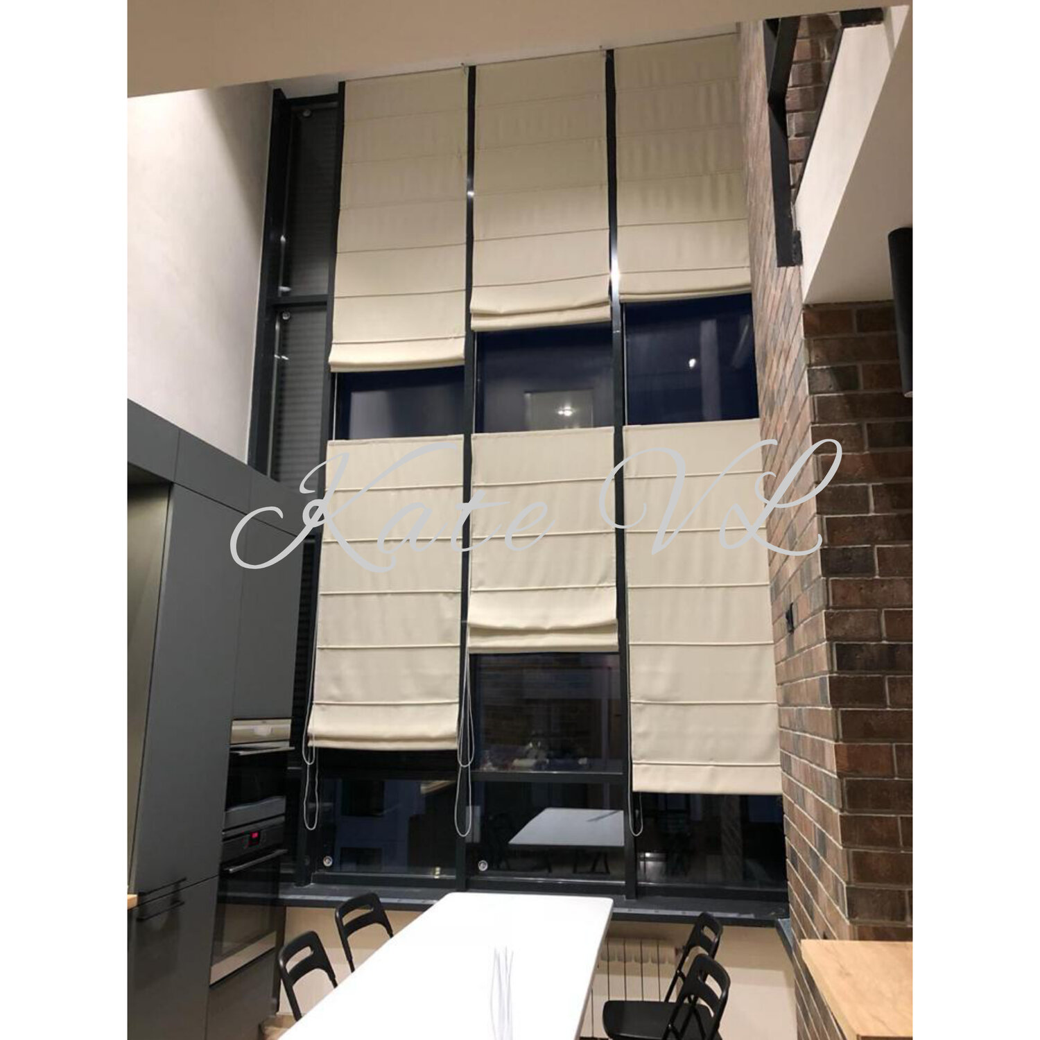 кухня индастриал лорена, римские шторы, кухни вирст, кухня, мебель для кухни