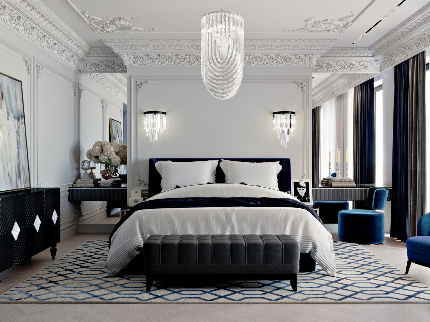 спальня неоклассика икеа, спальня современная классика, архревю спальня неоклассика, классик спальня, богатая спальня