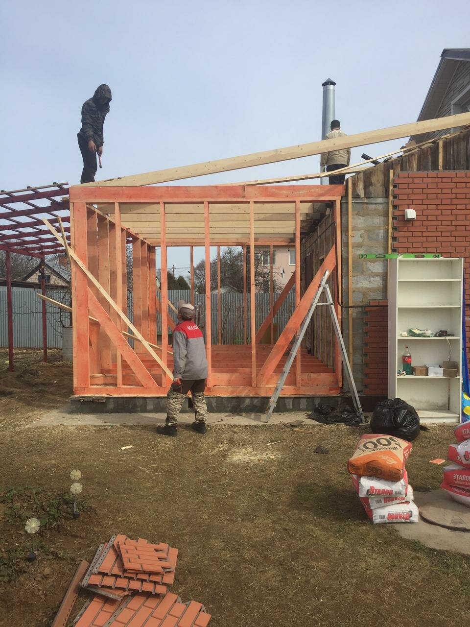 пристрой к дому каркасный, каркасный дом, строительство, каркасный пристрой к дому из бруса, строительство каркасного дома