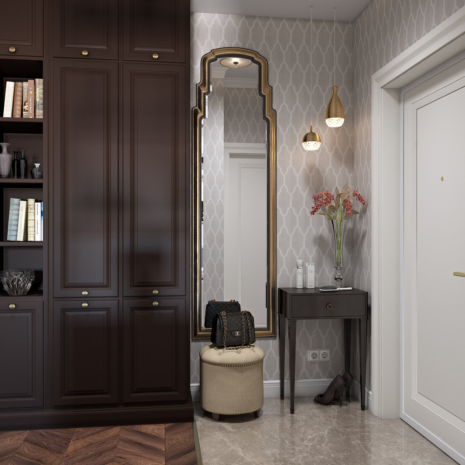 прихожая в стиле нео, интерьер прихожей, прихожая в стиле, прихожая дизайн интерьера, прихожая дизайн