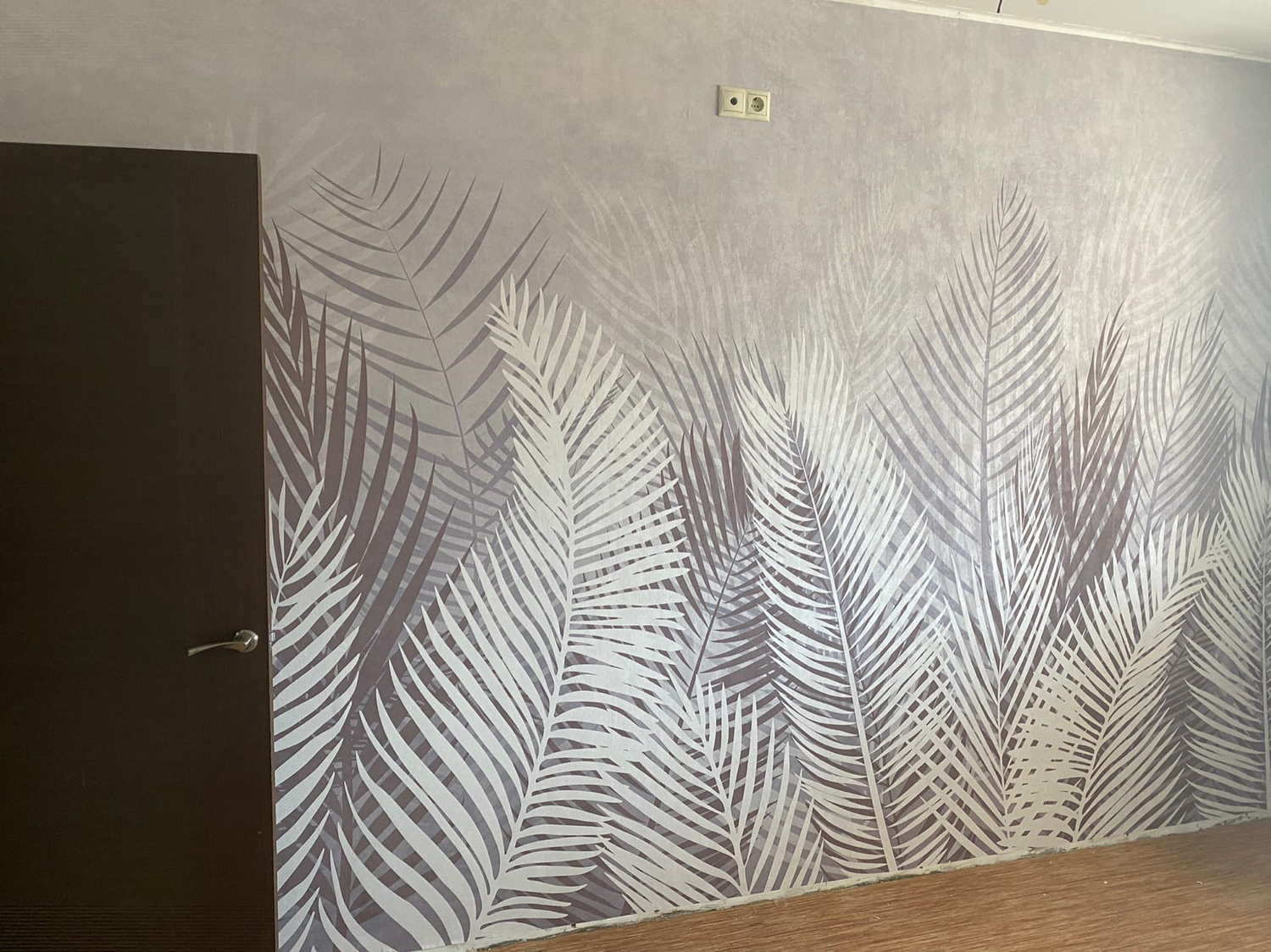 affresco пальмовые листья, пальмовые листья, пальмовые листья на стене, интерьер, фреска пальмовые листья