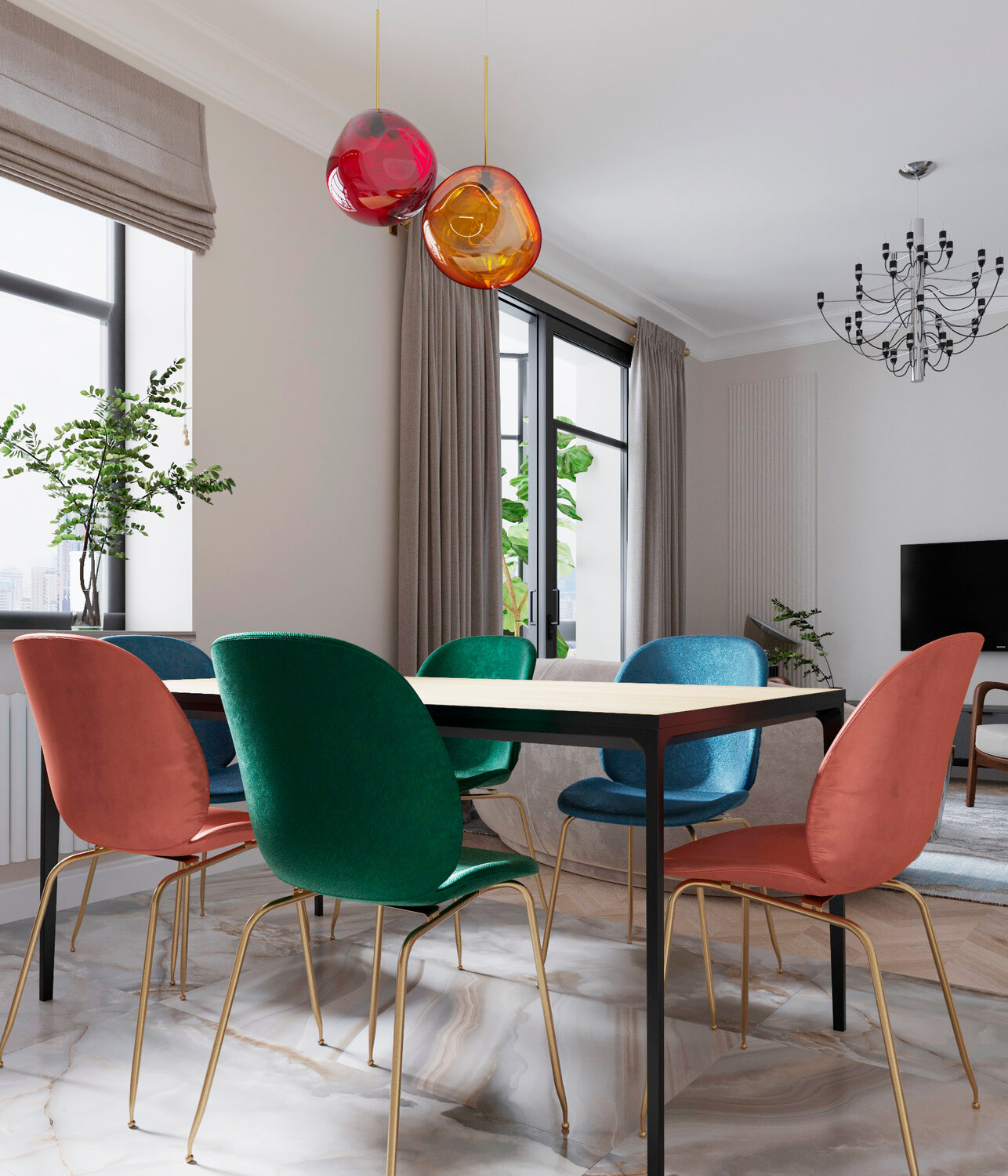 интерьер для дома, интерьер столовой, мягкие стулья в интерьере, интерьер мебель, интерьер