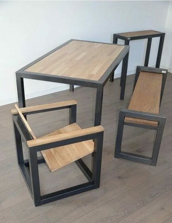 мебель лофт из металла, набор мебели лофт, лофт стол тубареты трансформер, мебель металл дерево лофт, раскладная лофт мебель