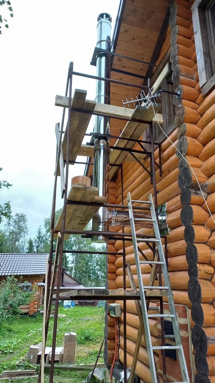 монтаж дымохода через стену, наружный дымоход, монтаж дымохода через стену в деревянном доме, установка дымохода, дымоход через стену в деревянном доме