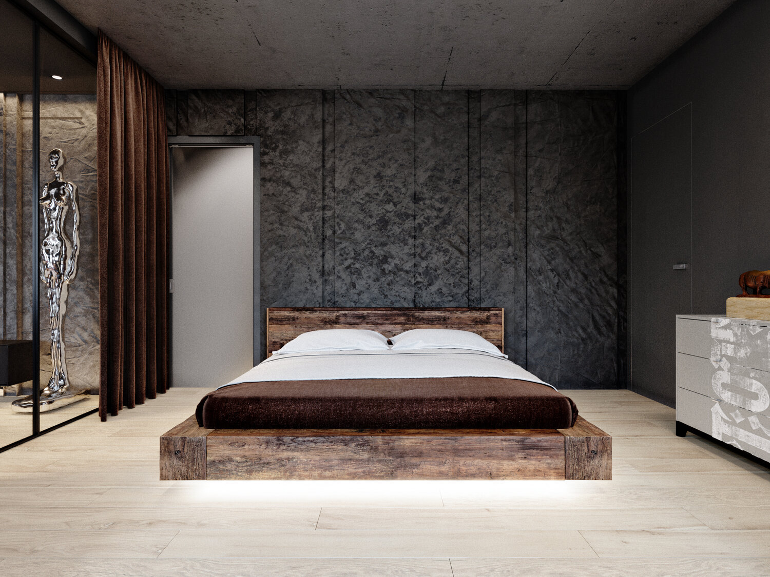 дизайн интерьера, дизайн спальни, темный интерьер спальни, интерьер спальни, интерьеры спальни в современном стиле от дизайнера