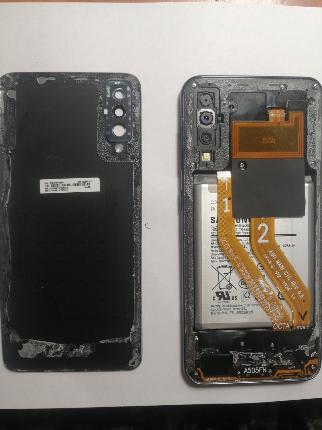 смартфон изнутри, мобильный телефон, дисплей, экран, samsung a50 disassembly