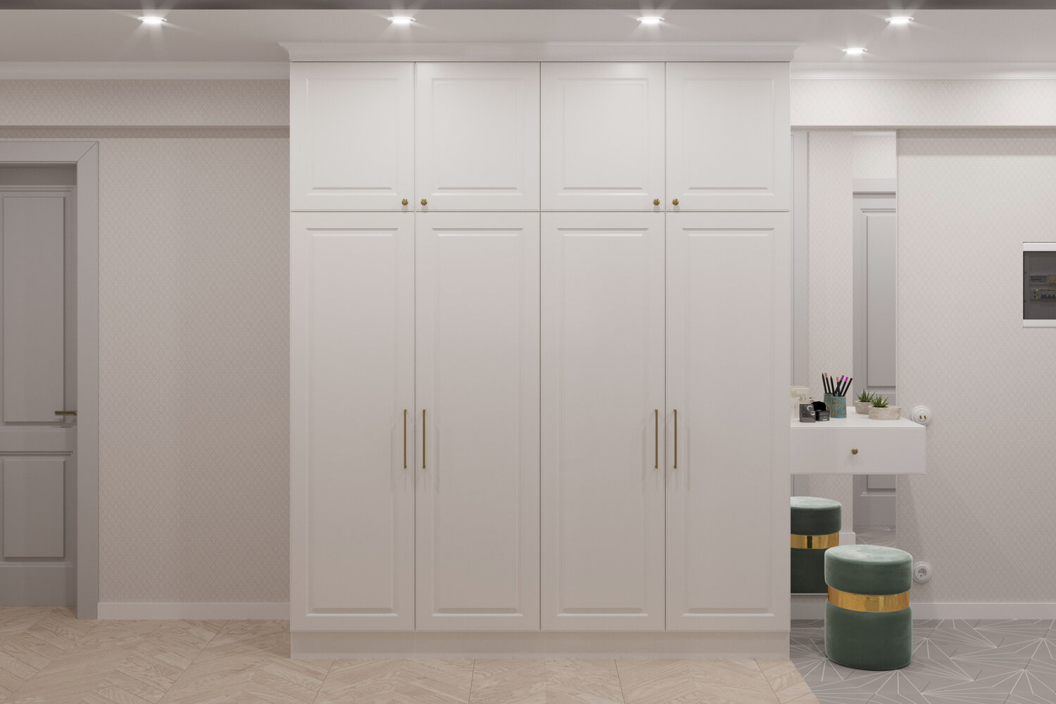 белая прихожая с фрезеровкой, шкаф распашной неоклассика 2020, современные распашные шкафы в прихожую, шкаф в прихожую с распашными дверями, шкаф