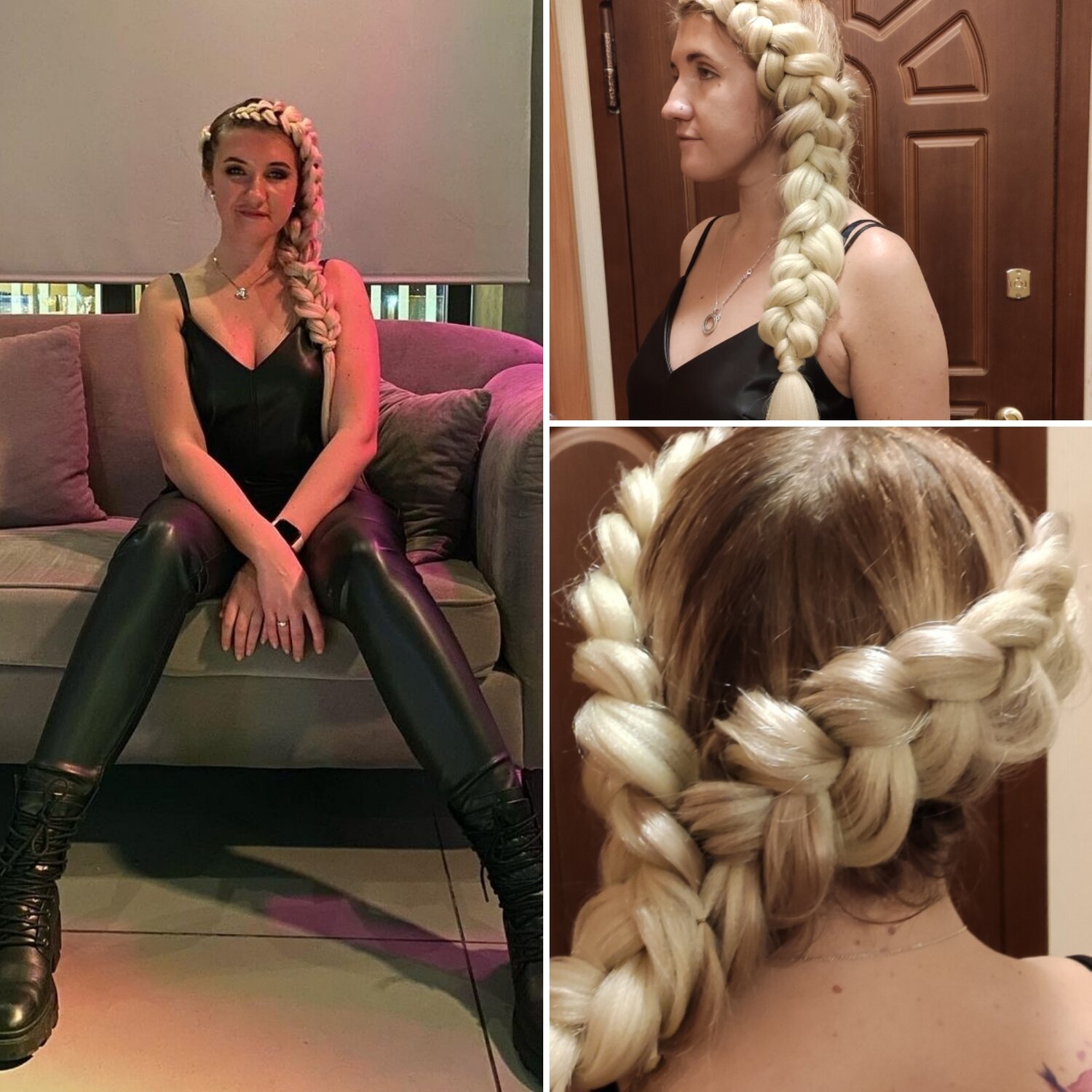 плетение кос, объёмные косы с канекалоном, большие косы, косичка, прически из косичек на каждый день