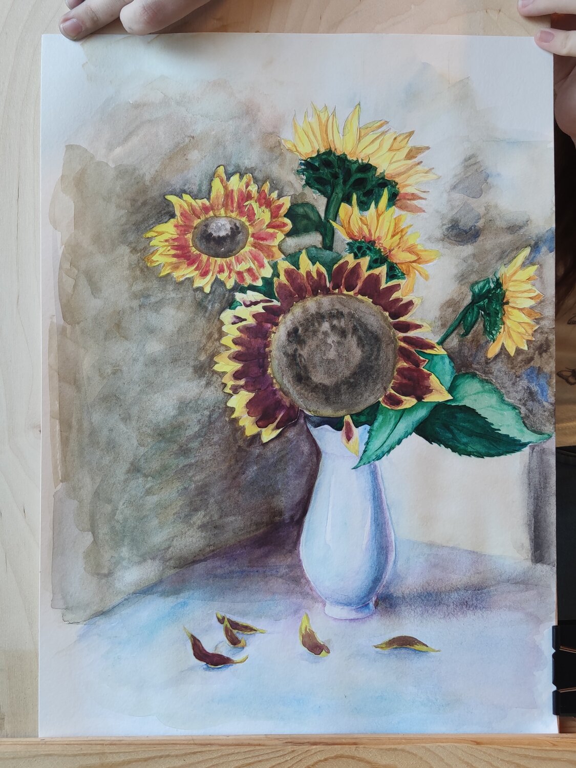 картина подсолнухи, подсолнухи гуашью, подсолнухи, подсолнухи пастелью сухой, картина