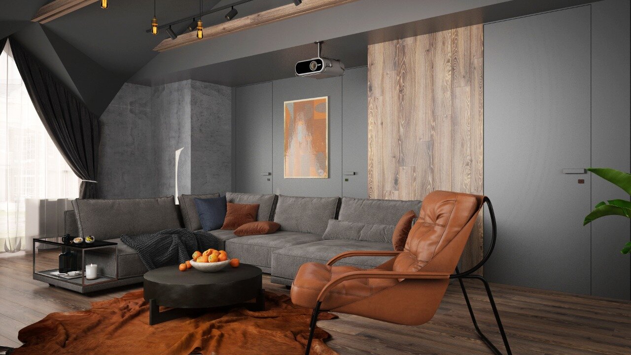 дизайн интерьера, гостиная лофт минимализм, minotti lawrence, интерьер, минотти лоуренс