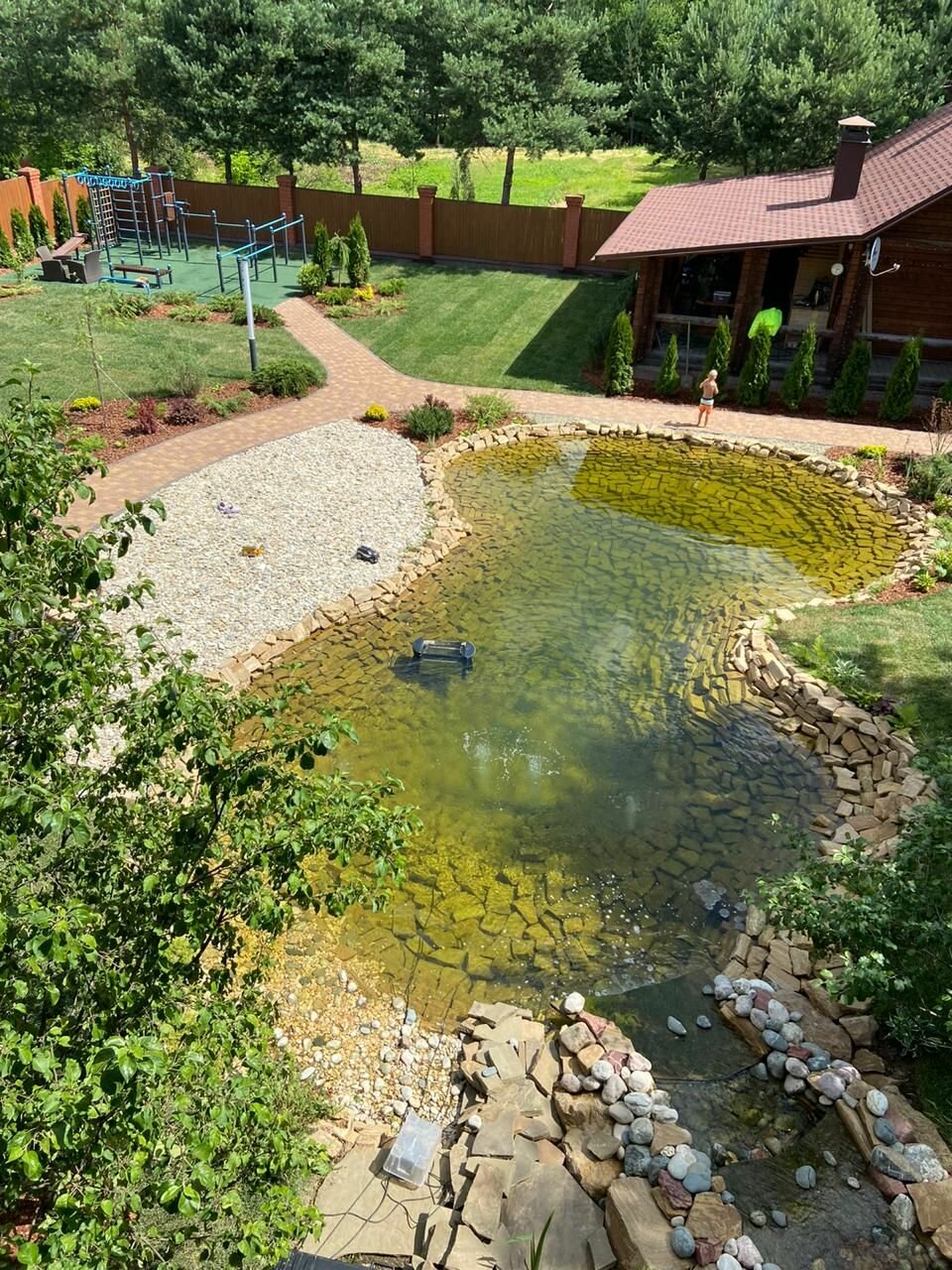 пруд пластушка, водоём, эко пруд с биоплато, пруд, декоративный пруд