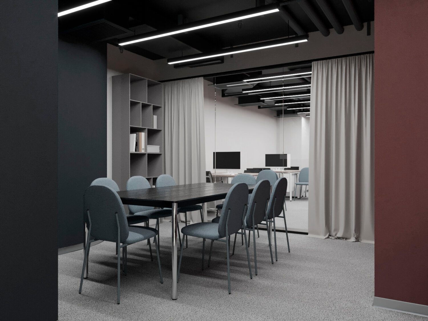 интерьер офиса, переговорная в современном стиле, дизайн интерьера, интерьер, офисное пространство