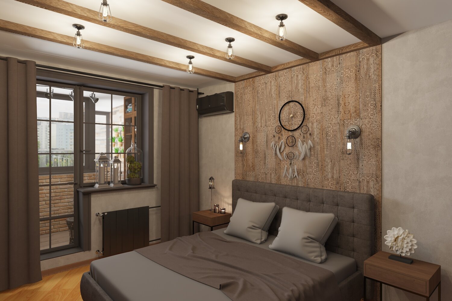 лофт дизайн спальни, спальня в стиле лофт 14 кв.м, спальня в стиле лофт, спальня в загородном доме, спальня в стиле лофт 17 кв м