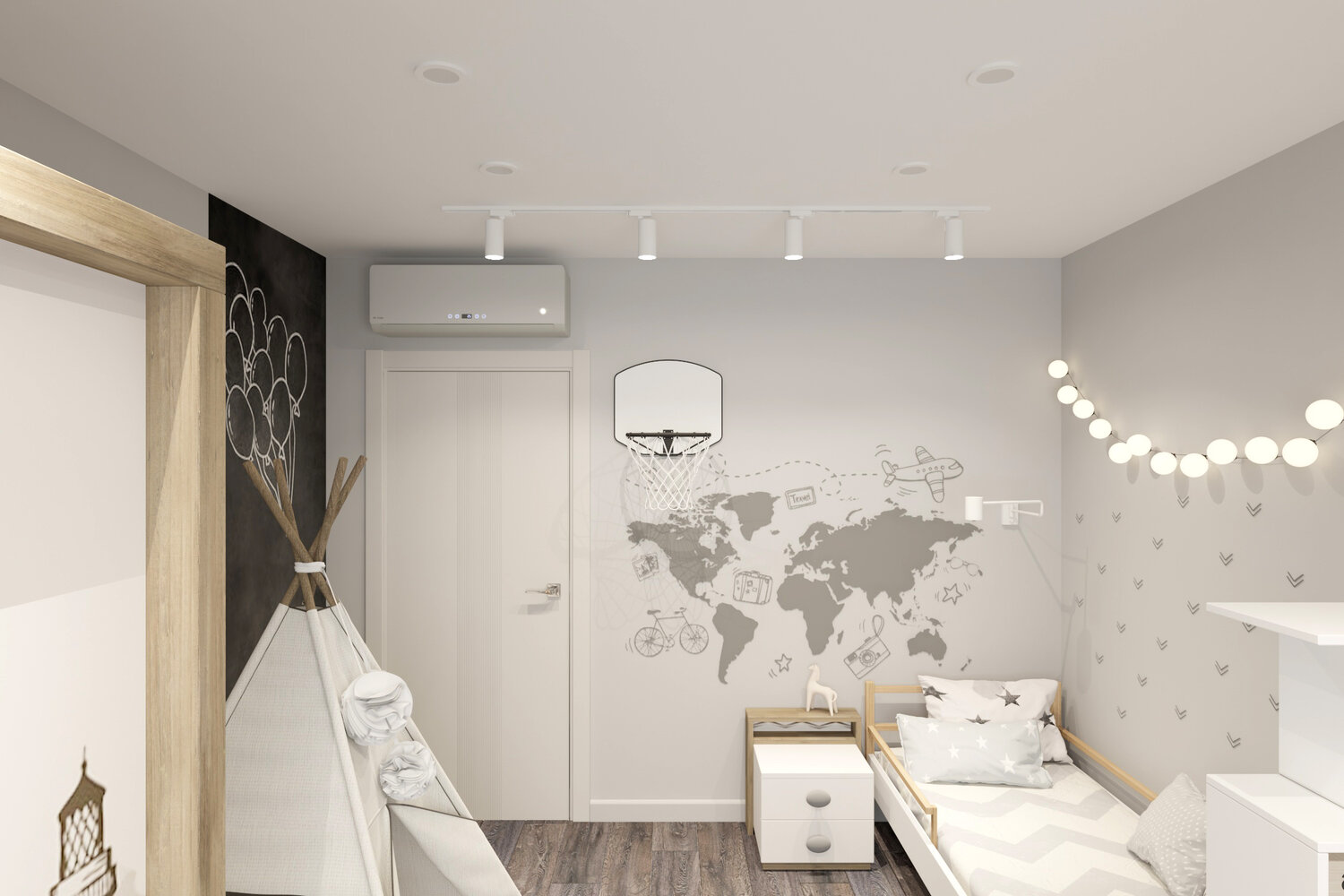 дизайн детской, дизайн интерьера, интерьер детской, комната для мальчика в светлых тонах, дизайн интерьера детской