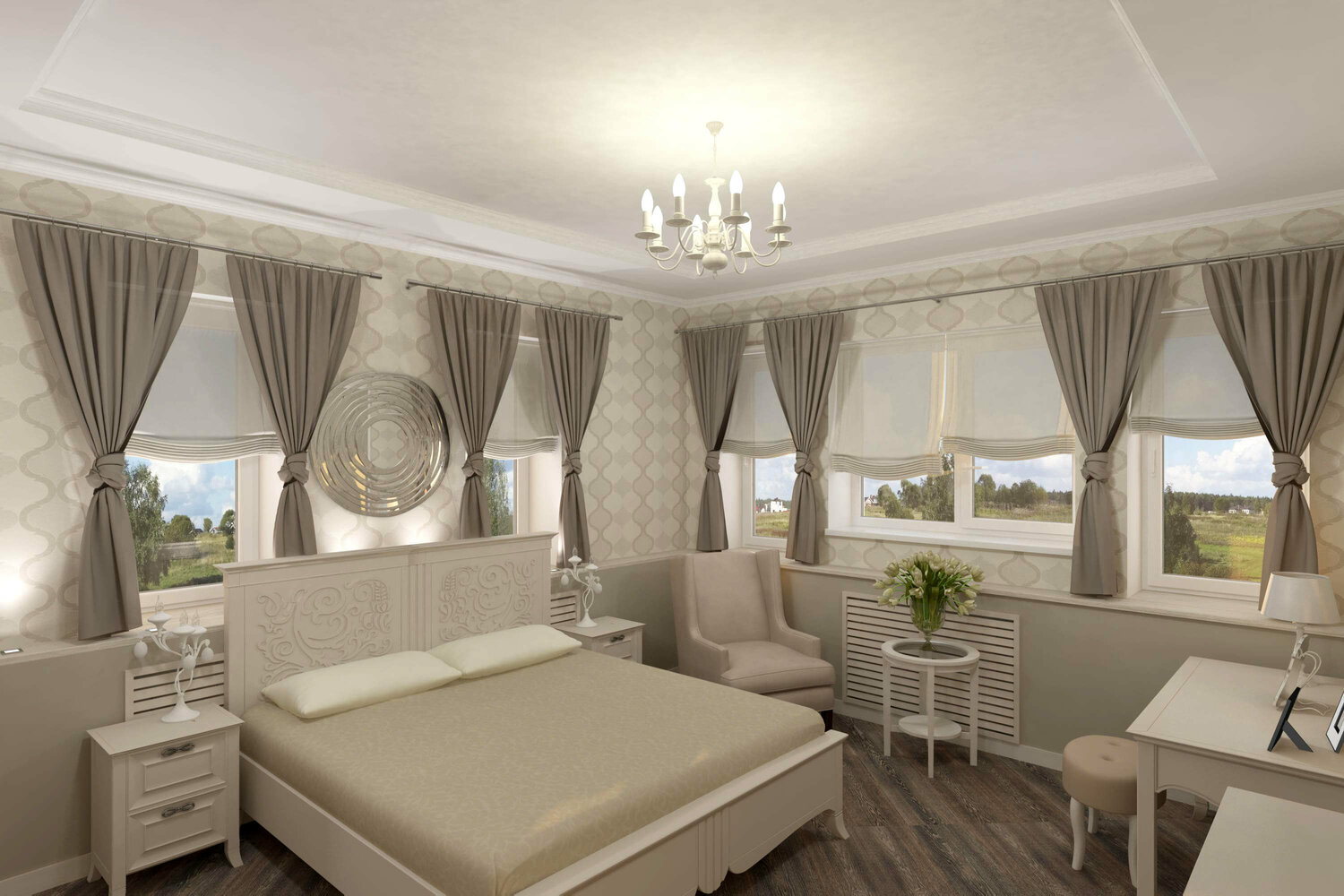 шторы в стиле неоклассика, модные шторы, шторы неоклассика тиффани, занавески в спальню, шторы дизайн