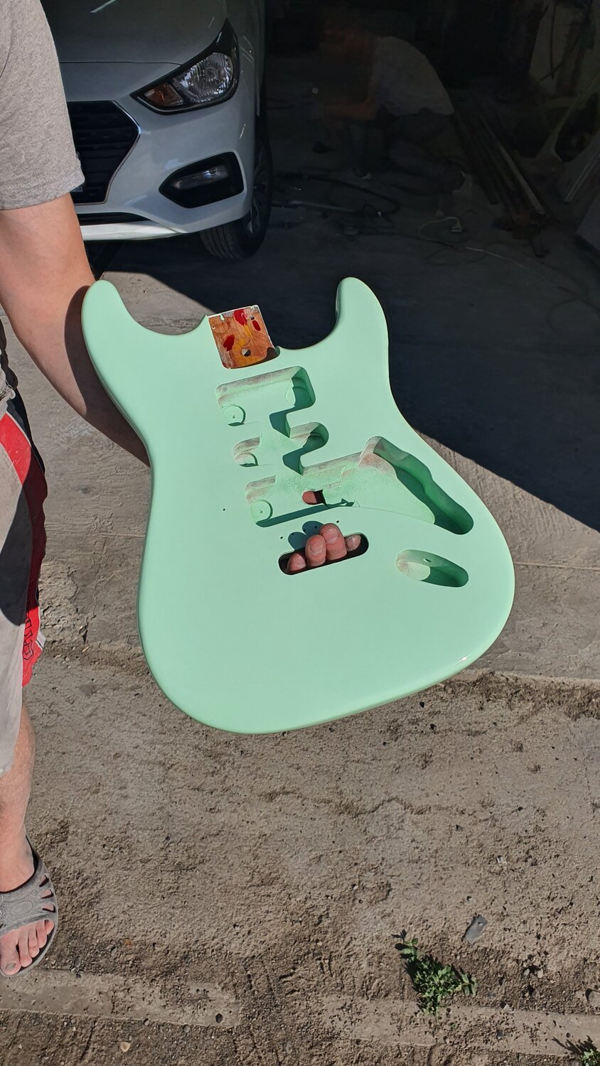 корпус гитары, электрогитара, полуакустическая гитара fender pawn shop fender ’72 stratocaster, гитара, серф грин