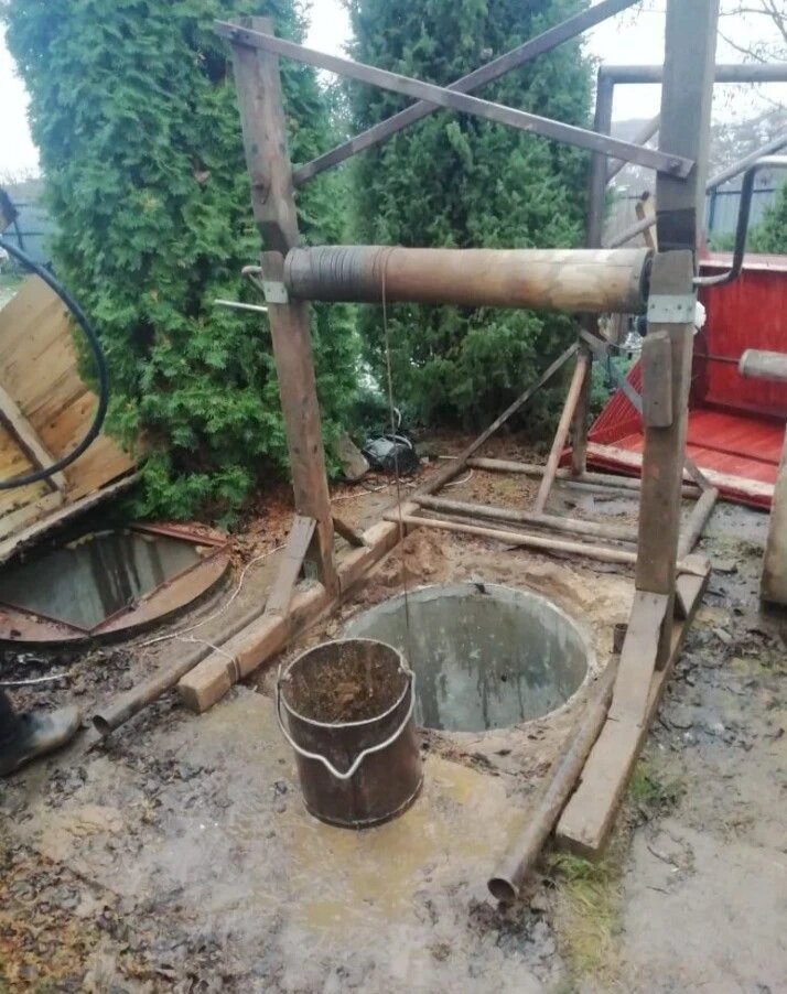приспособление для копки колодца, ворот для копки колодца, барабан для копки колодца, копка колодцев, колодец